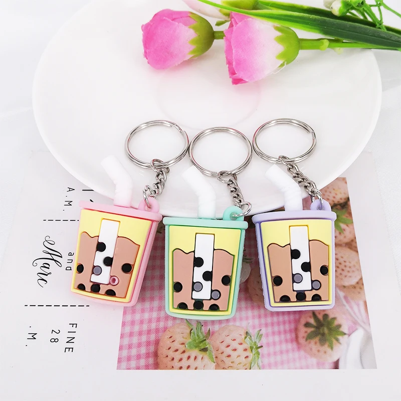 Новый ПВХ Портативный мягкий гель чайная чашка брелок Подвеска соломинка для