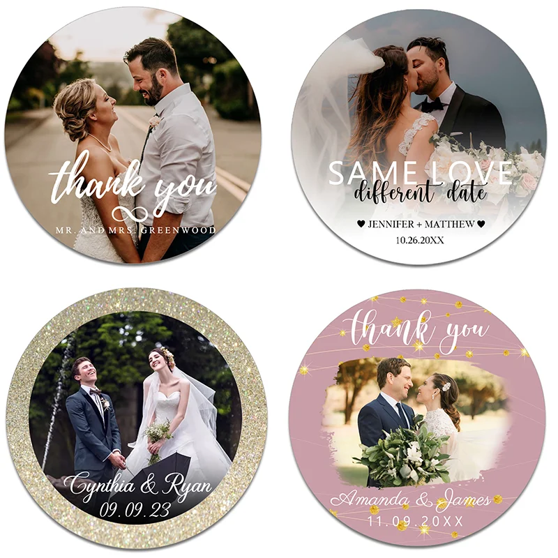 

Custom Photo Stickers Labels Wedding Sticker Personalized Photo Design Label Birthday Celebration Party Invitations Seal Labels