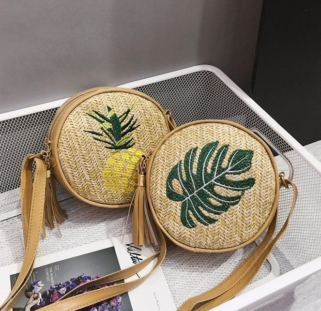 Лето Высокое качество сумки на плечо круглый Ротанговые соломенные Вьетнам