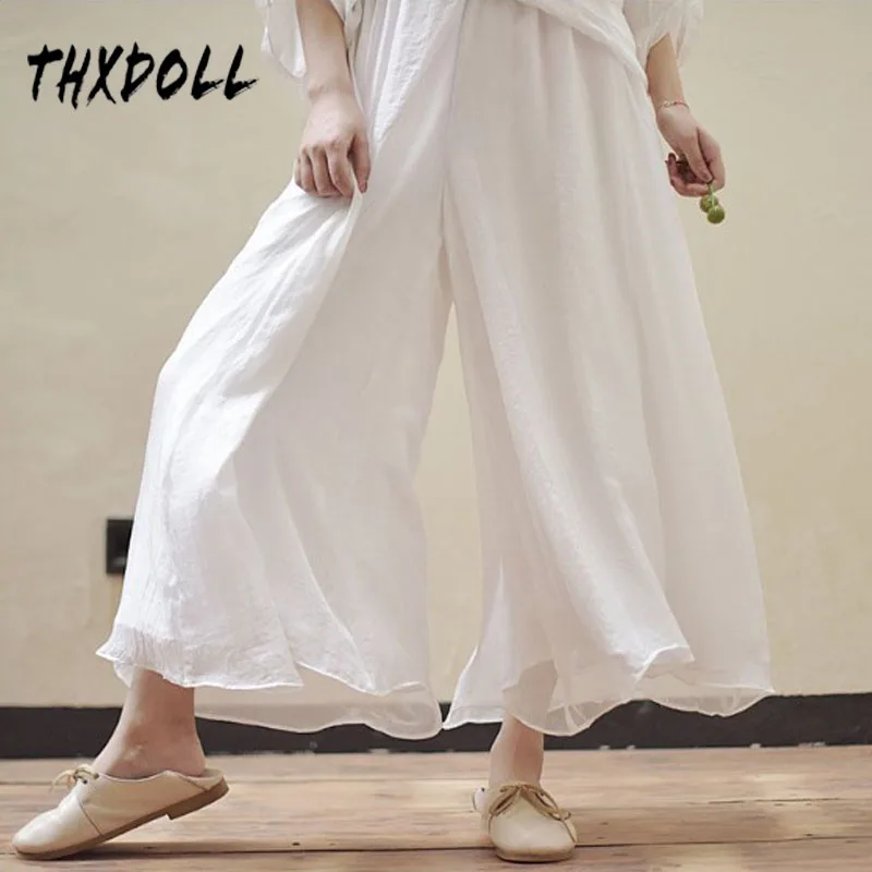 Широкие брюки женские 6 цветов Свободные повседневные Модные шифоновые длинные