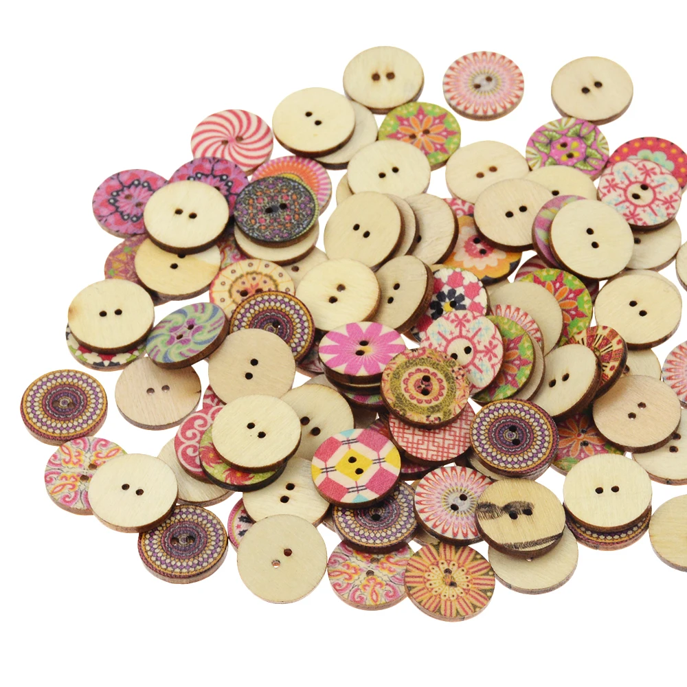 100 шт. деревянные пуговицы с двумя отверстиями 20 мм|Пуговицы| |