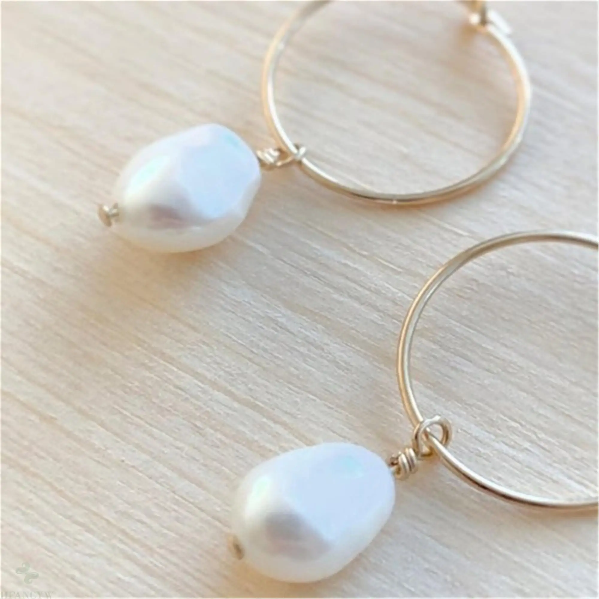 

11-12mm White baroque pearl earrings 18k circular Dangle noble Fine temperament jewelry accessories AAAA irregular classic