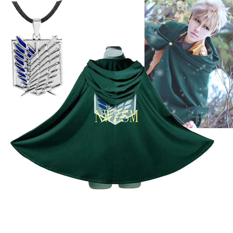 

Cosplay Attack on Titan Cloak Cape Clothes Anime Shingeki no Kyojin Scouting Legion Cosplay Costume green Cape mens Clothing