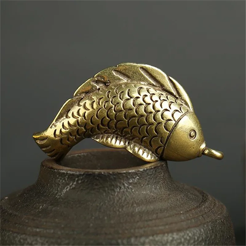 

Home Decor Brass Fish 3D Mini Metal Figurine Art Statue Model Room Saloon Desk Europe & America Sculpture Decoration Gifts