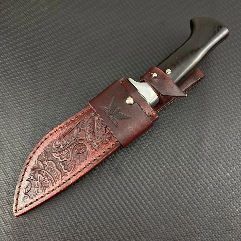 

Outdoor high hardness D2 steel fixed blade ebony handle straight knife camping survival portable self-defense knife EDC tool