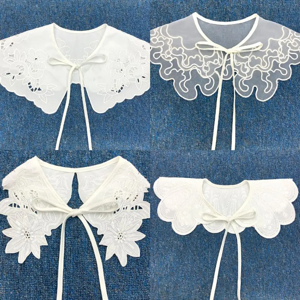 

Женский свитер, футболка, искусственный воротник, Цветочная вышивка, галстук-бабочка, шаль, накидка для одежды