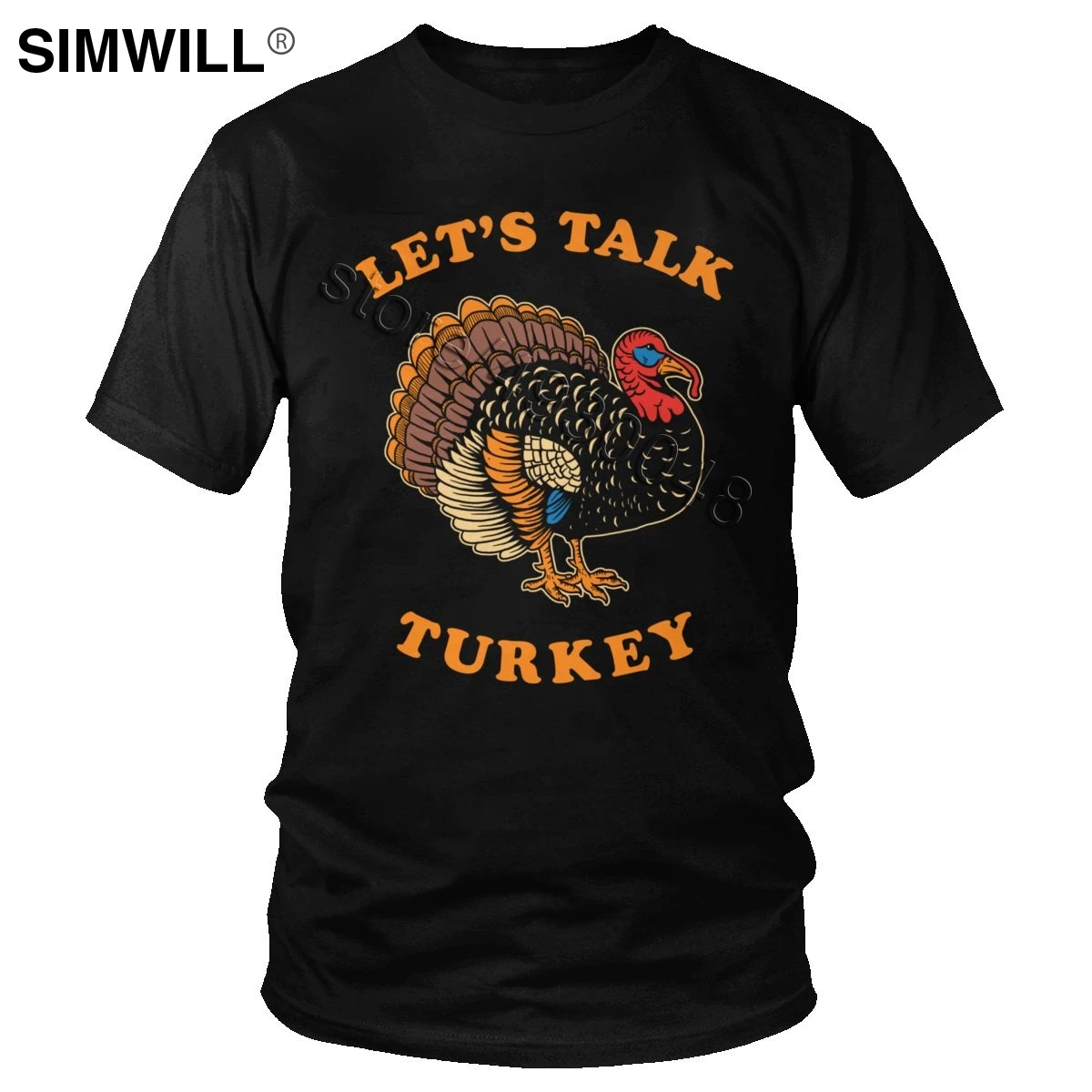 

Male Funny Let's Talk Turkey Shirt Personality Thanksgiving Day T-Shirt Short Sleeved Pure Cotton Print Tshirt Trend Apparel Tee