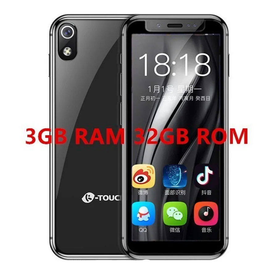 3GB 32GB Black K-TOUCH I9 супер мини мобильный телефон 3 ГБ 32 ГБ Celular 2000 мАч Android 8,1 смартфон разблокировка лица gps wifi 2 Гб 16 Гб мобильный телефон - Цвет: 3GB 32GB Black