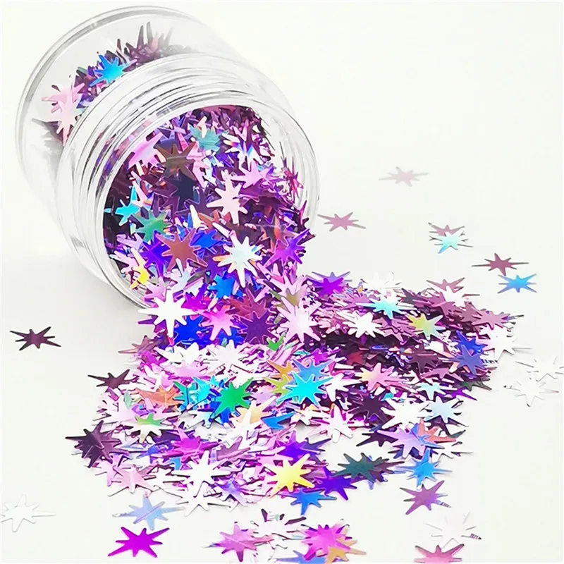 Ультратонкие блестки со звездами 10 мм из ПЭТ лазерные для ногтевого дизайна