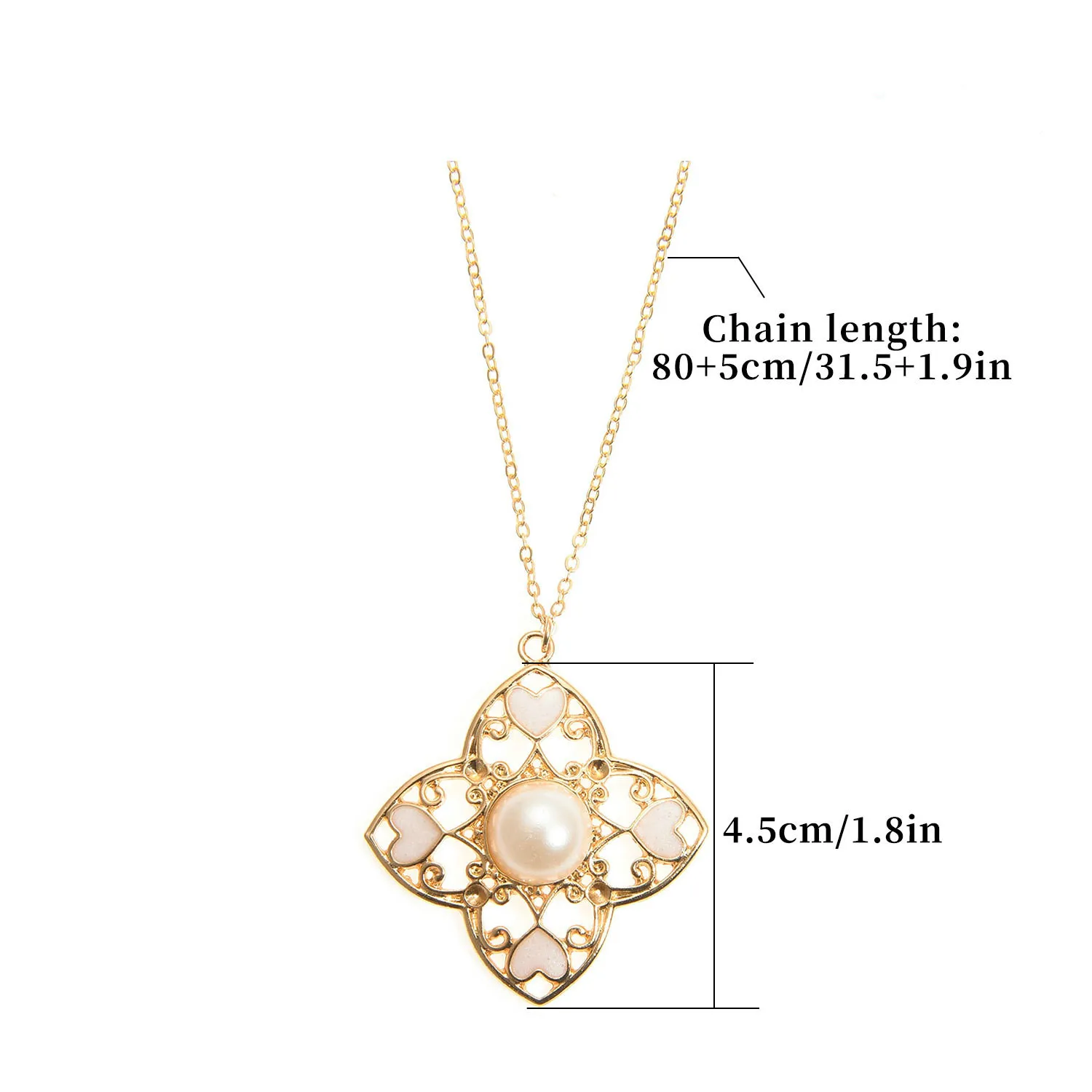 НОВЫЕ геометрические полый четырехлистный жемчужное ожерелье в форме цветка