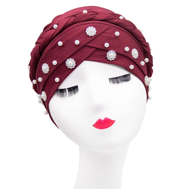 

Muslim Headwear Women Elegant Hijib Cap Spring Winter Stretch Turban Hat Inner Headband Hair Wrap Femme Indian Vintage Caps
