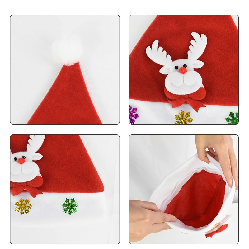 

1Pc New Red Christmas Hat Adult Kid LED Light Up Glowing Hats Decoration Home New Year Navidad Party Supplies Kids Gift