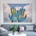 Абстрактная плоская карта мира на руках, настенные художественные плакаты с принтами, настенная живопись на холсте, картины для гостиной, домашний Настенный декор
