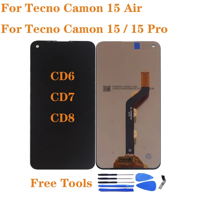 

6.6" For Tecno Camon 15 Air CD6 LCD Display Touch Screen Digitizer Assembly For Tecno Camon 15 CD7 LCD Camon 15 Pro CD8 Screen