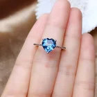 Предложение, простые обручальные кольца в Корейском стиле с голубым сердцем и кристаллом циркония серебряного цвета из цинкового сплава, Женские Ювелирные изделия