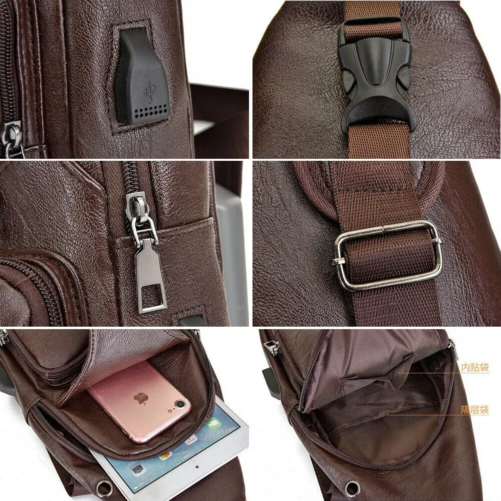 Мужская нагрудная сумка через плечо из искусственной кожи Слинг Сумка дорожная |