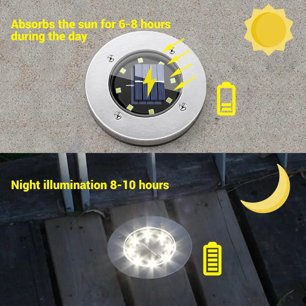 Светодиодный подземный светильник на солнечной батарее алюминиевое уличное