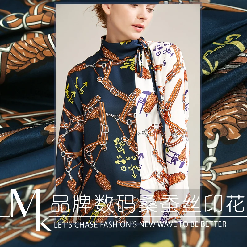 19 Весна Лето Современная Fancywork 100% шелк цифровая печать ткань для женщин платье