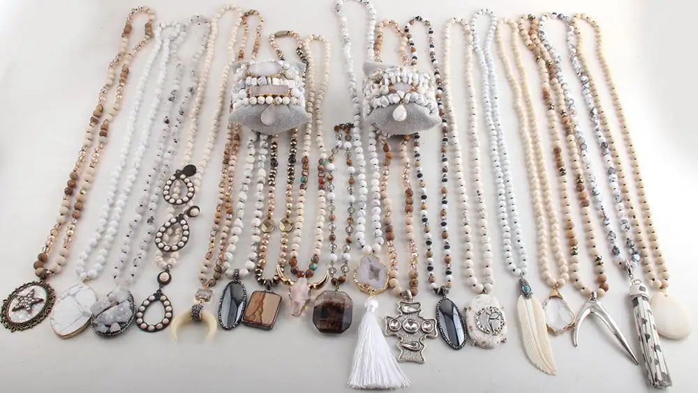 

MD оптовая продажа белый 20 шт. смешанные цвета ожерелье/браслет набор модные украшения в стиле бохо ручной работы женские богемные ожерелья подарок