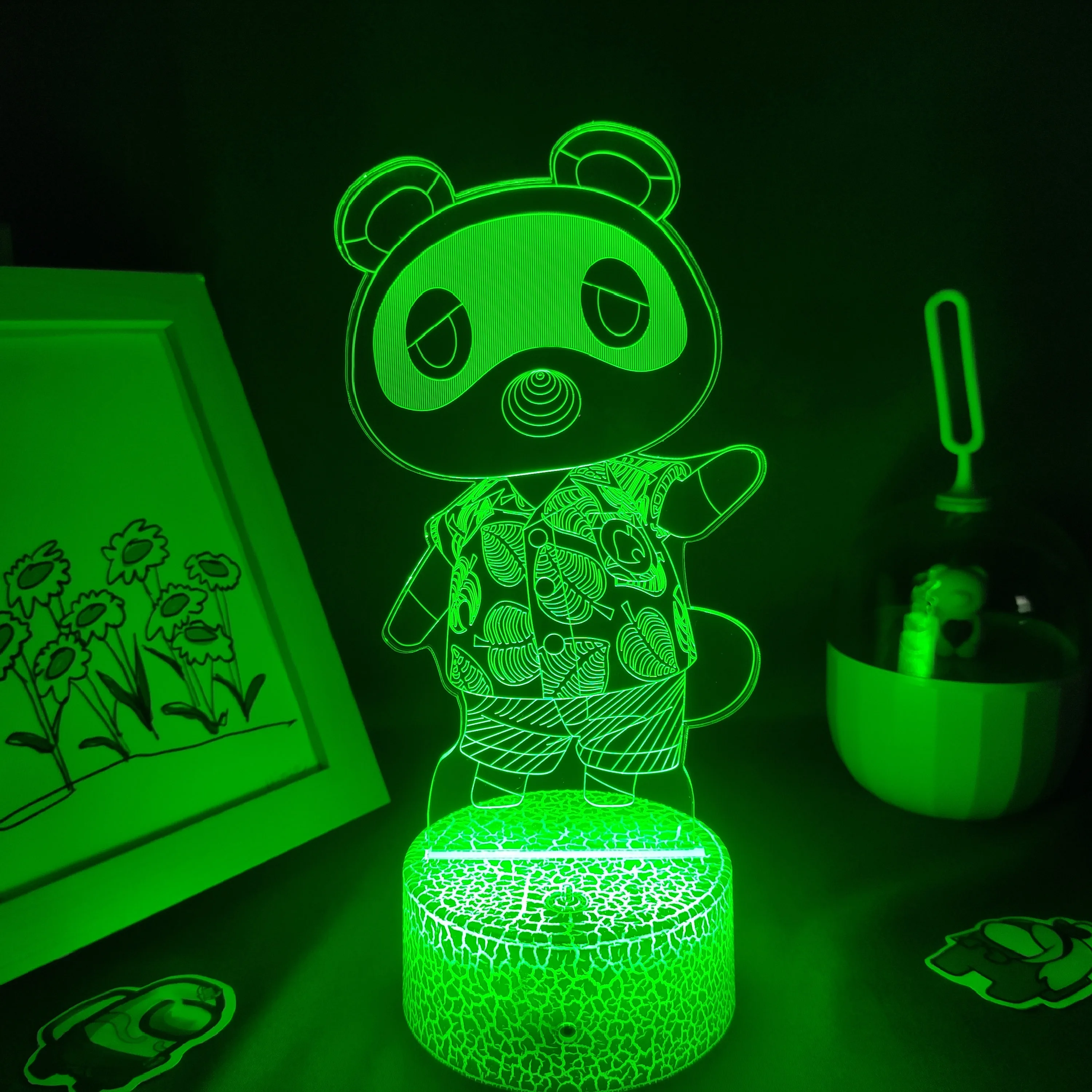 3D светодиодные лампы с пересекающимися животными персонажами Tom Nook RGB ночные