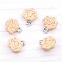 10pcs new style sheep wooden beech pacifier clips baby infants soother teether clasp holder diy dummy nipple chain accessories