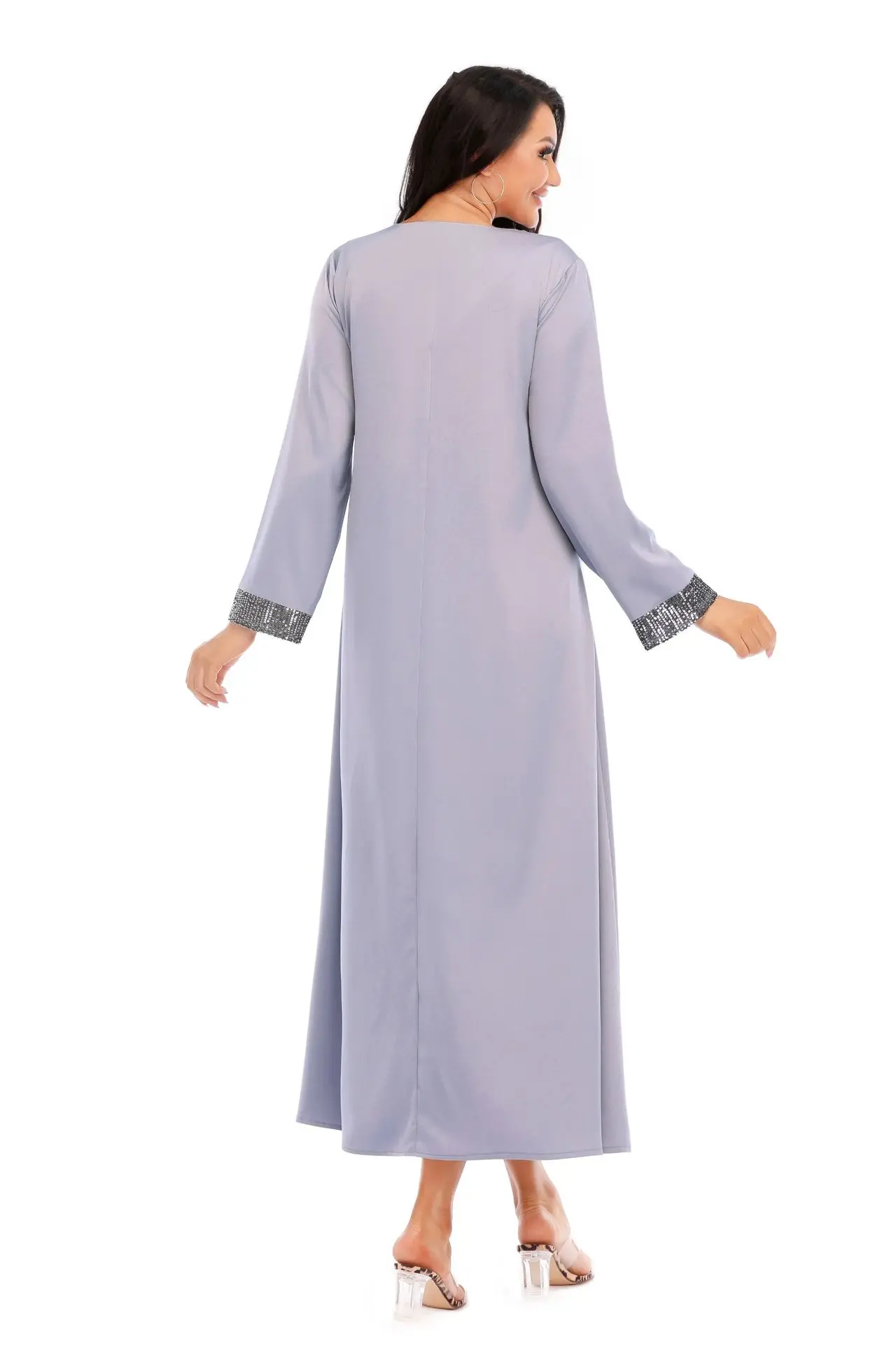 Urban Fashion Casual Spring, Summer And Autumn New Printed Round Neck African Dress Robe Series Muslim Dress Women's Abaya