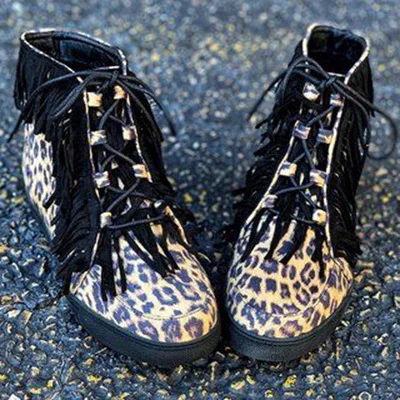 

Martin high-top girls' and boots canvas shoes spring short boots autumn leopard print boots walking shoes