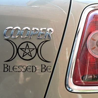 for blessed be triple moon pentagram gloss vinyl car sticker wicca pagan styling