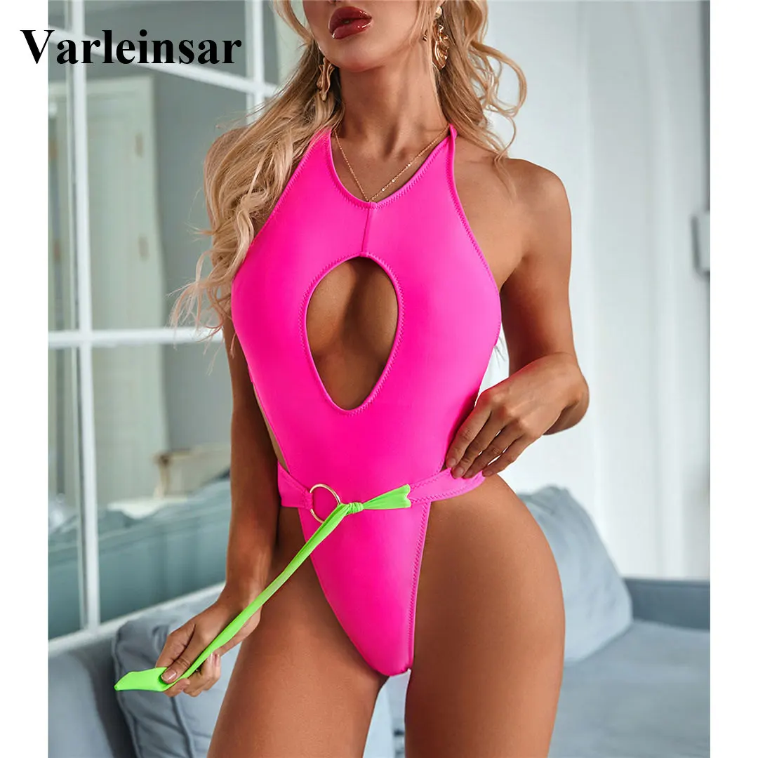 Новинка 2021 сексуальный Монокини с высокой посадкой открытой спиной женский