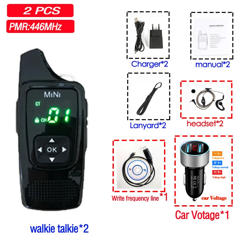 2xc HF 3A мини рации UHF 400-470mhz VOX радиостанция HF трансивер микро радио коммуникатор рация с наушником - Цвет: 2xc