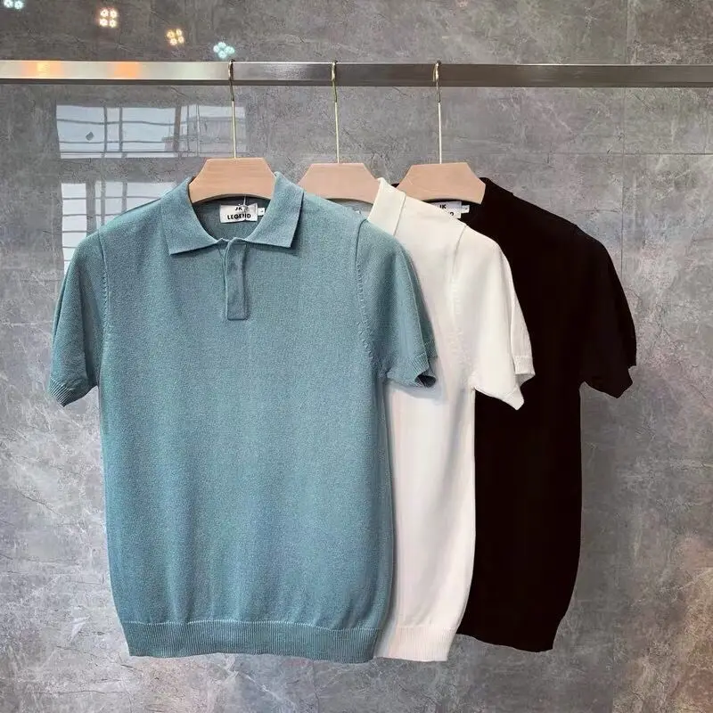 

2021 New Summer Men's Polos Shirts Casual Solid Color Korea Style Short Sleeve Fashion Shirt Male Tops Clothes Lapel W140