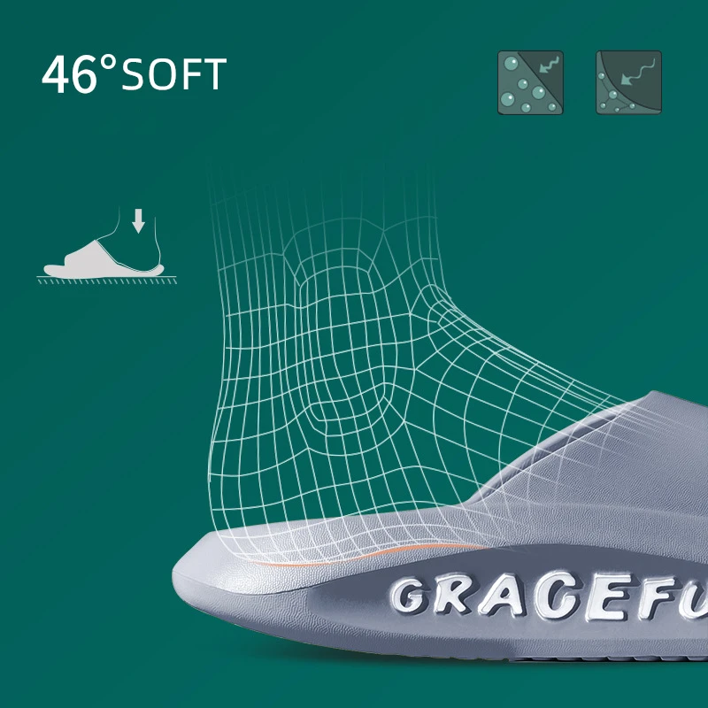 

2021 Summer Men Bath Slippers Letter Printed Thick Sole Mute Lovers Simple Solid Color Lightweight Nons-lip Home Slides Sandals