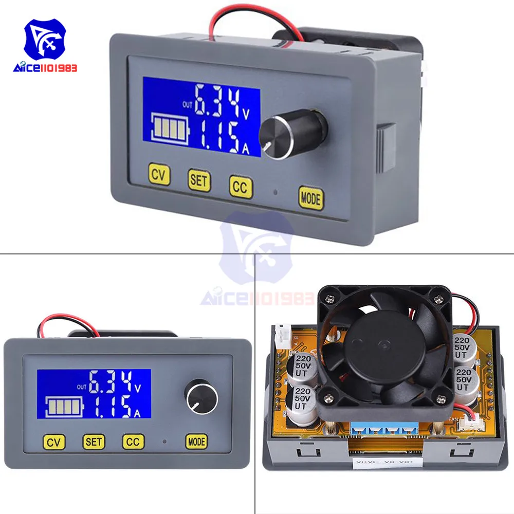Diymore lcd цифровой DC-DC 6-32 В до 0-32 В 5A понижающий преобразователь модуль питания с вентилятором Регулируемый регулятор напряжения