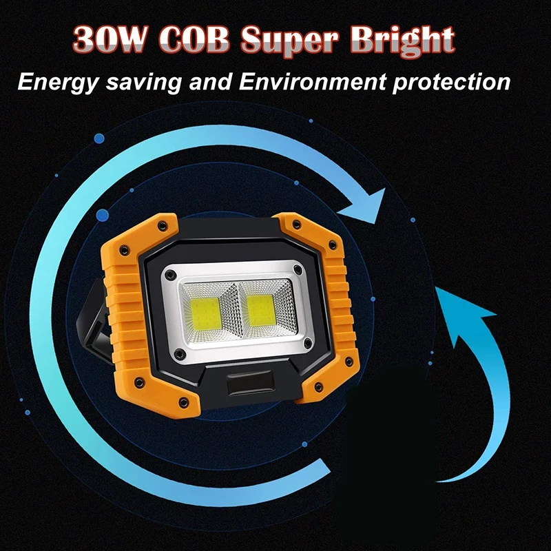 LED Work Light 2 COB 30W 1500LM Rechargeable Portable Waterproof Flood Lights for Outdoor Camping Hiking Em | Освещение