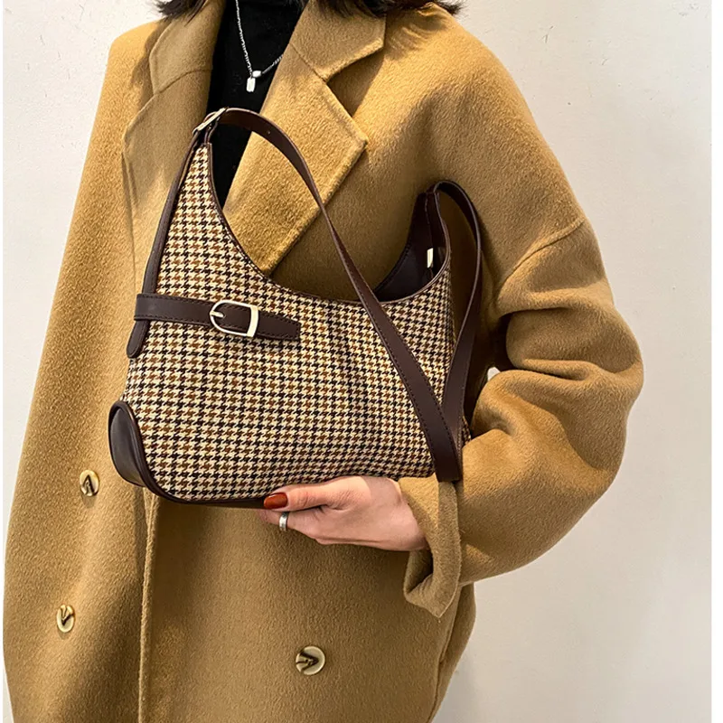

Shoulder Bag For Women Autumn Plaid Handbag Designer Brand Female Shoulder Bags Large Capaciti Tote Casual Sac A Main Ladies Bag