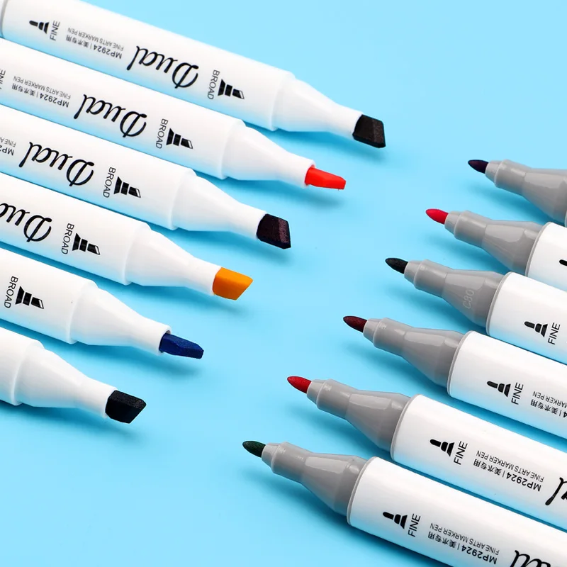 Двусторонние художественные маркеры 12 цветов | Канцтовары для офиса и дома