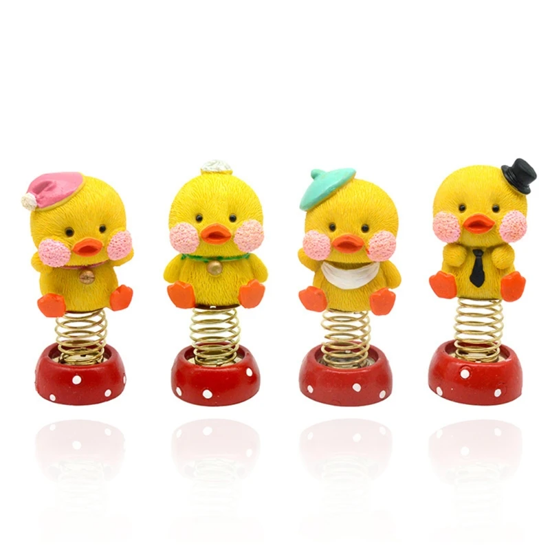 

4 Pcs/Lots Duck Dolls Car Bobble Head Decorations Shaking Duck Figures Desktop Ornament Gift for Friends Home Shop Decor