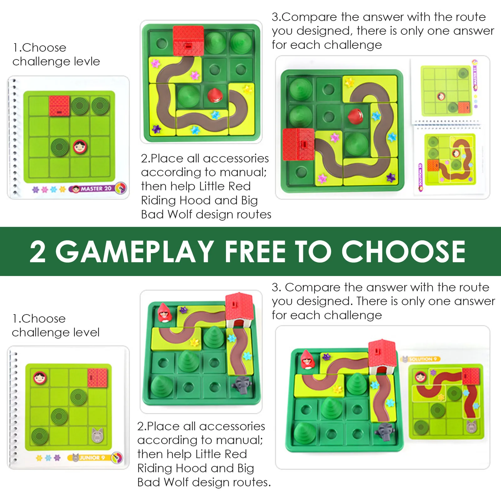 Montessori Cartoon Little Red Riding Hood Parent-child Puzzle Early Educational Intellectual Logic Thinking Board Game Toys Gift | Игрушки и