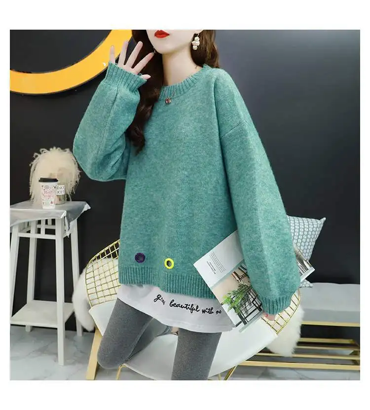 

Sweet Sen sweater women's pullover loose lazy early autumn 2021 new Korean knit sweater top women sweater