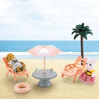 forest family miniture acessories gifts doll house accessories beach pavilion miniatures 2021 new dollhouse furniture chairs