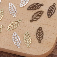 50pcs 613mm metal hollow leaf charms reto brass handmade fashion bracelet necklace pendant material diy jewelry making findings