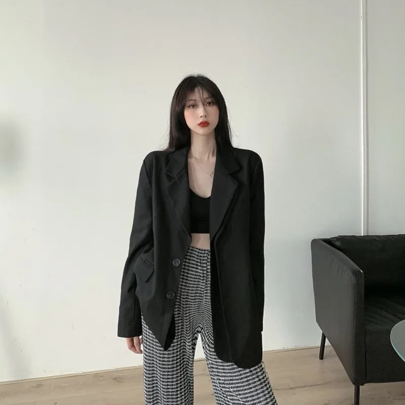 

2021 Spring Fashion Black Blazer Suits Women 2021 Plus Size Single Button Oversized Casual Jacket Oversized Blazer