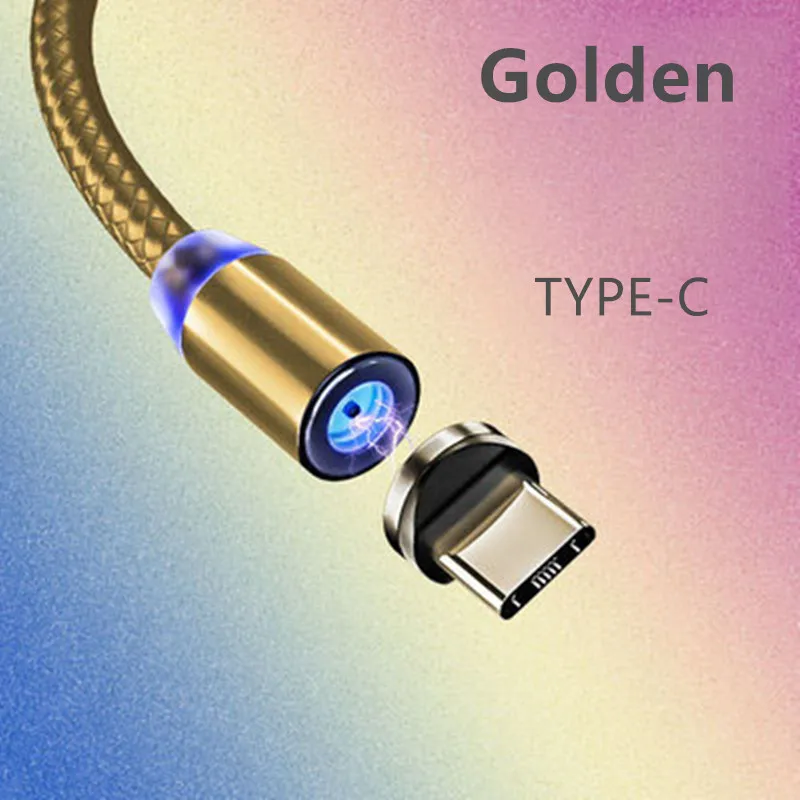 Golden Tybe-c Магнитный кабель USB для быстрой зарядки кабель usb type C Магнитный кабель для зарядки данных Micro USB кабель для мобильного телефона USB шнур - Цвет: Golden Tybe-c