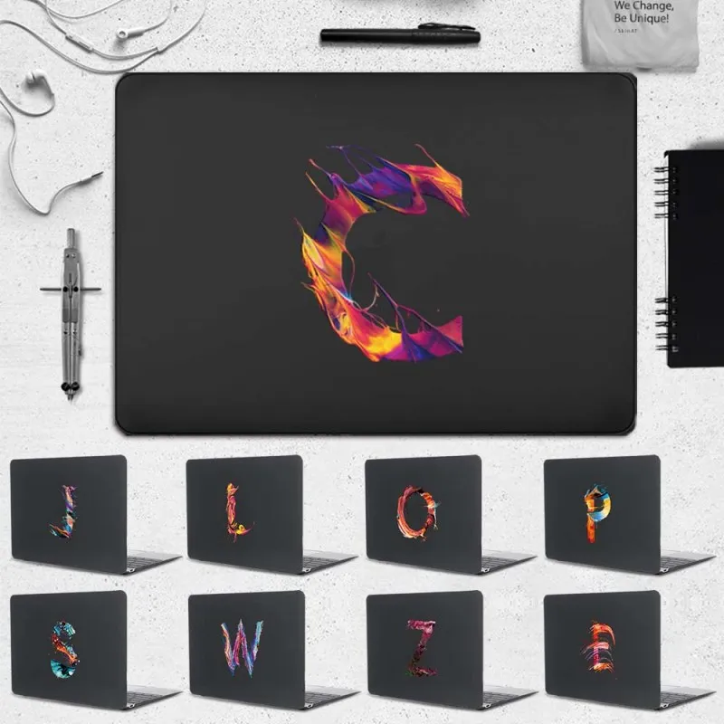 

For Apple Macbook Pro 13" /Pro 15" A1398 A1707 A1990 /Pro 16" A2141 Matte Paint Initial Letter Hard Protective Shell Laptop Case