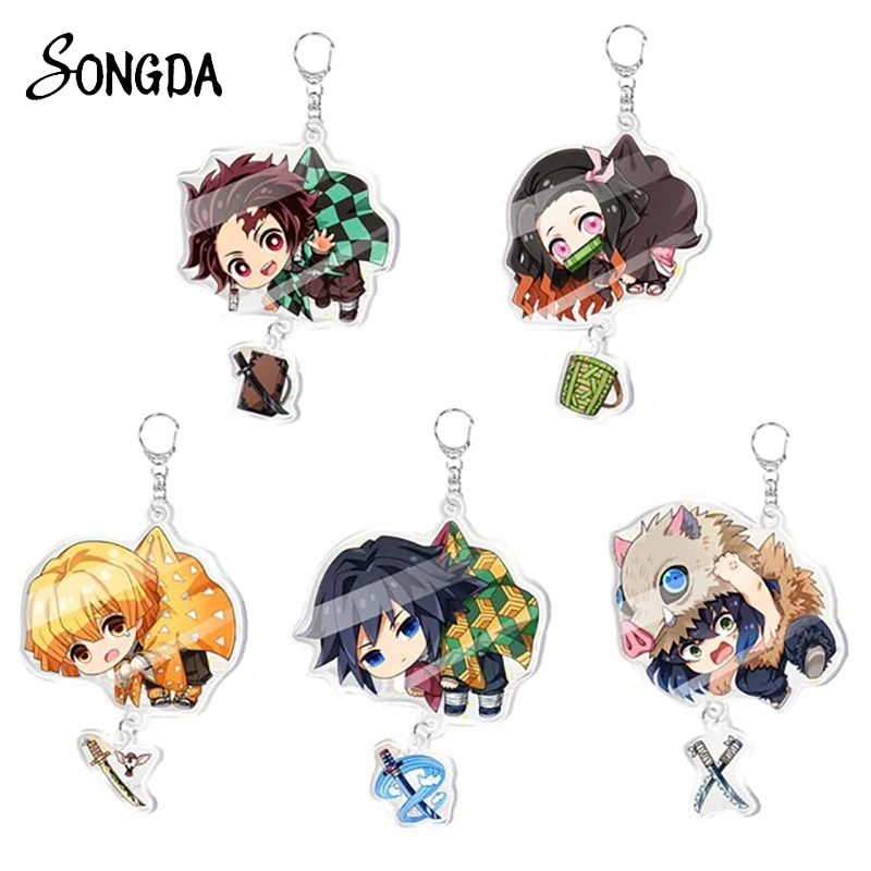 

Anime Demon Slayer Acrylic Keychains Pendant Posket Kamado Tanjirou Kamado Nezuko Cartoon Keyrings Key Chains Jewelry Trinket