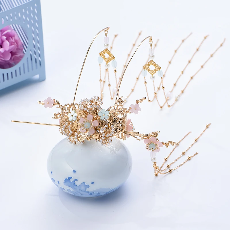 Головной убор Hanfu с бахромой Шпилька для волос украшение в старинном стиле