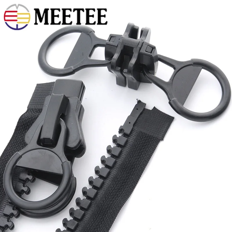 

Meetee 20# 60-800cm Oversize Resin Zipper Black Double-sliders Open-end Zippers for Down Jacket Coat Tent DIY Sewing Accessories