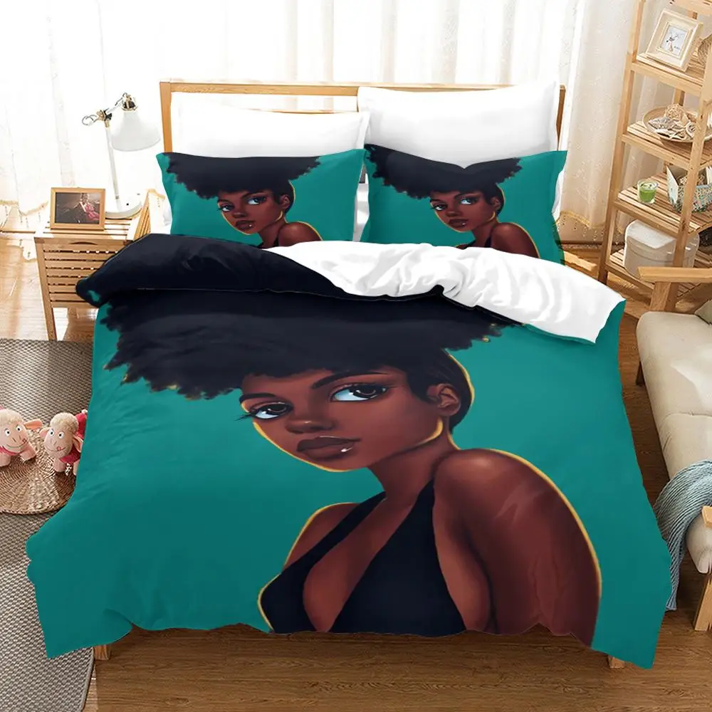 

African Woman Sexy Wild Hot Girl Bedding Set Duvet Cover for Adults Man 150 Bed Set Queen King Size Hiphop DJ Girl Bed Linens