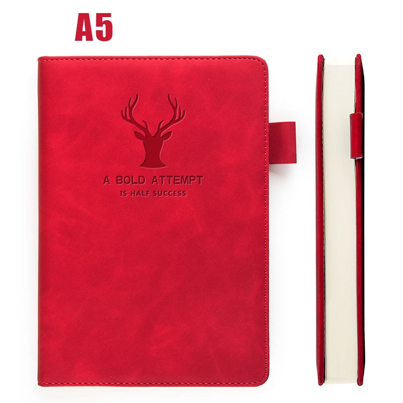 red(With deer head) 360 страниц, супер толстый воск, кожа, А5, блокнот, бизнес, офис, повседневная работа, блокнот, S, бесплатное изображение, логотип компании - Цвет: red(With deer head)