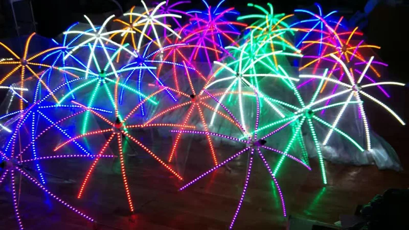 

5pcs/lot DHL free LED Luminous Transparent Umbrella nightclub light up bar Club DJ show Jazz dance walking stick Evening prop